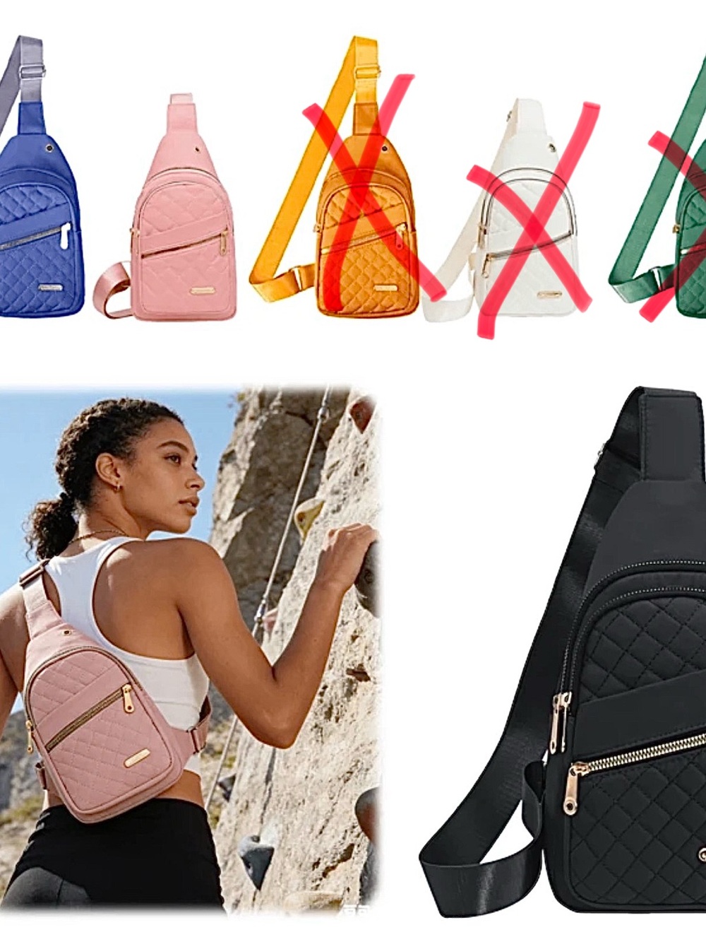 Quilted Pink Sling Crossbody Bag - Women